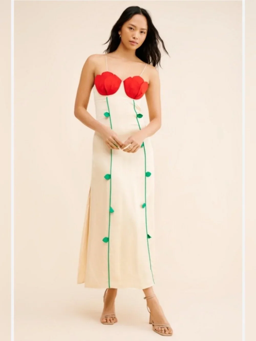 Farm Rio Rose Detailed Satin Dress - Picture 9 of 14